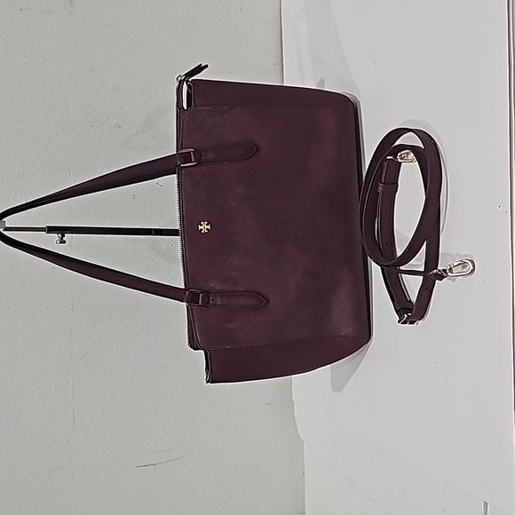 Tory Burch Emerson Micro Satchel Crossbody Shoulder Bag Burgundy Tote - Picture 1 of 16